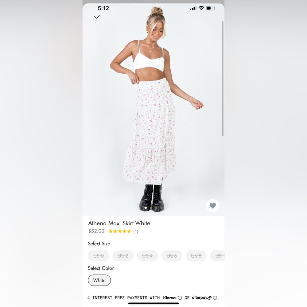 Princess Polly floral maxi skirt (US size 4)